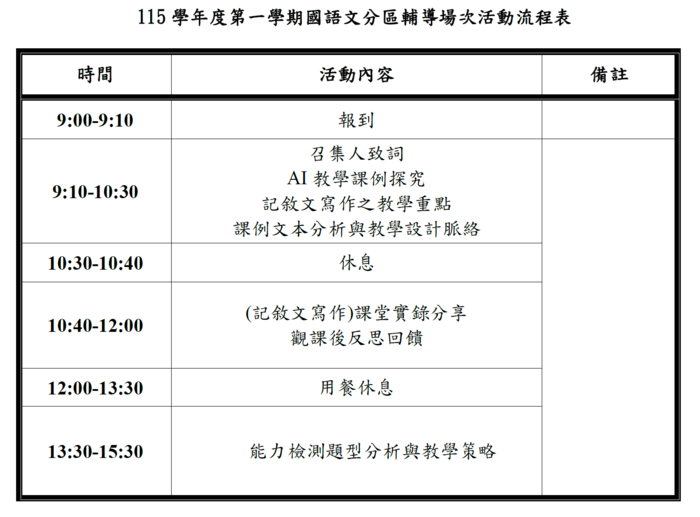 分區輔導活動流程